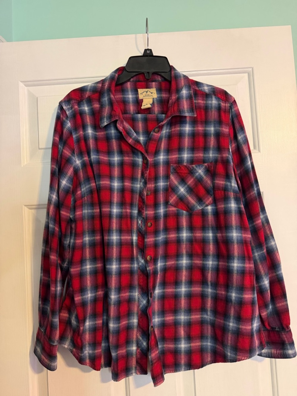 Women's Red Plaid Button-Down Shirt - Relaxed Fit